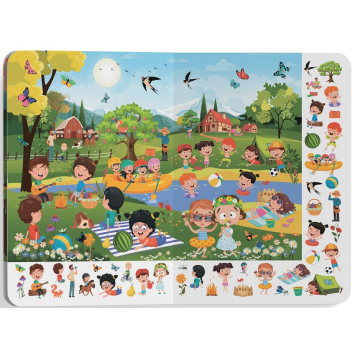 розворот книги Великий віммельбух Пори року сторінка з весною Великий віммельбух Пори року