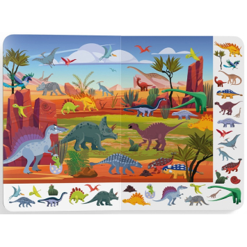 ілюстрації з книги Великий віммельбух Динозаври розворот книги Великий віммельбух Динозаври